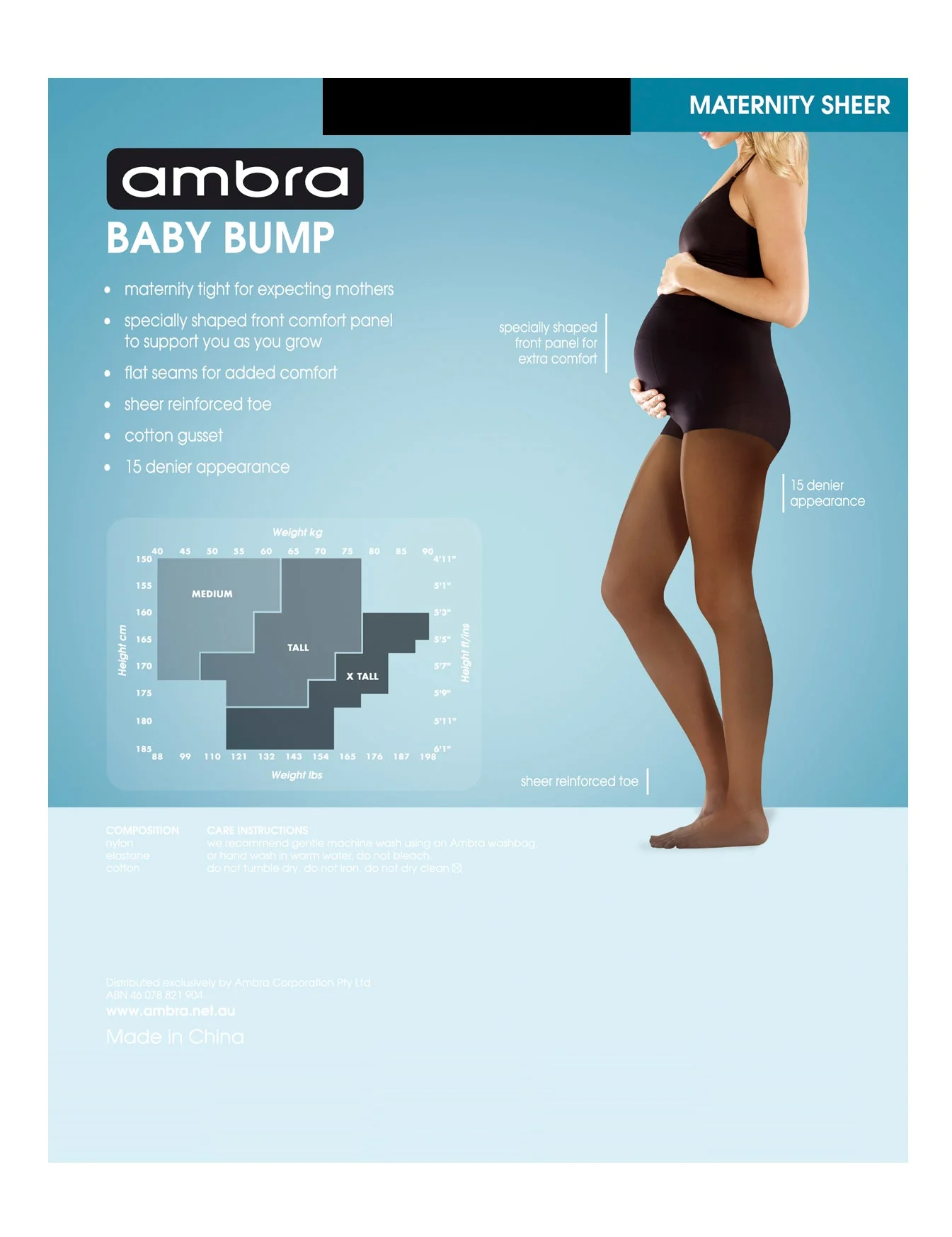 15 Denier Maternity Tight - Black - Image 3