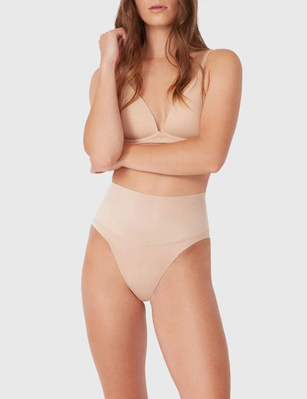 Micro Grip Mid Waist Brief - Rose Beige - Image 3